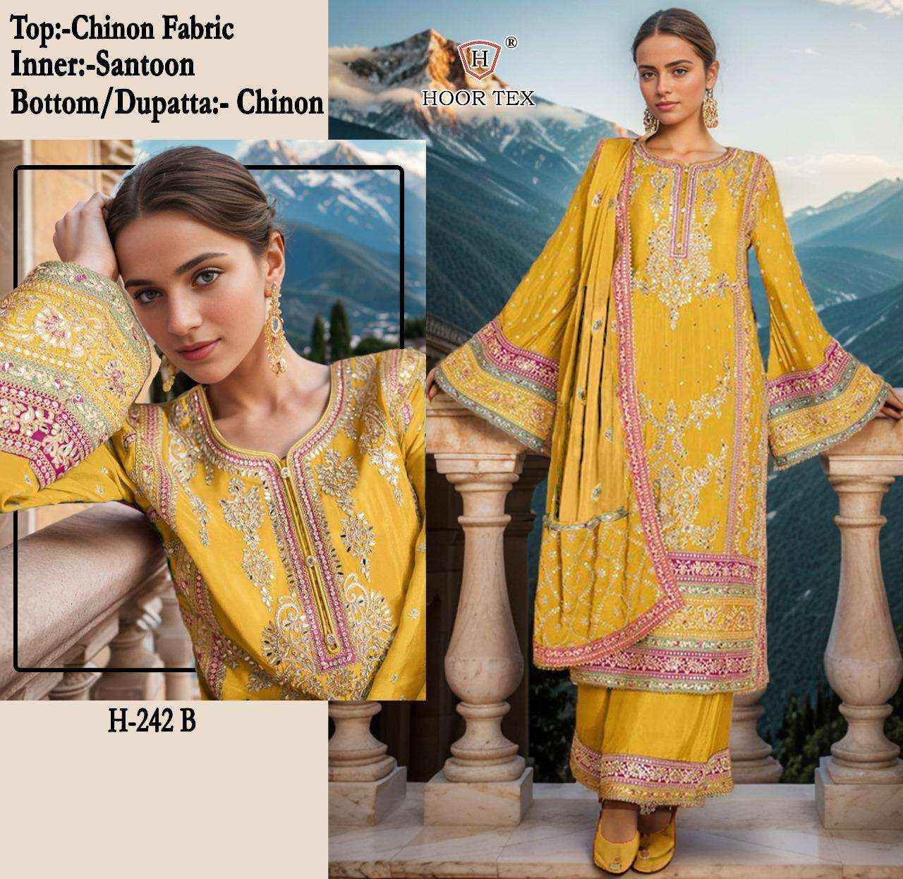 Hoor Tex H 242 Silk Dress Material 4 pcs Catalogue