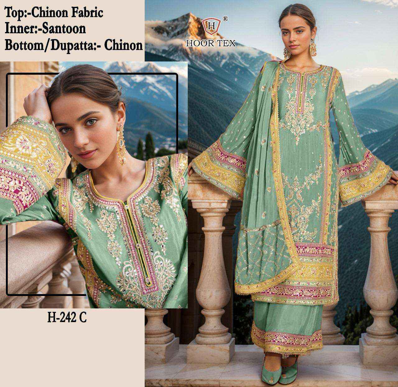 Hoor Tex H 242 Silk Dress Material 4 pcs Catalogue