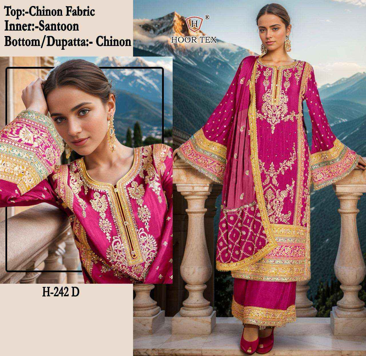 Hoor Tex H 242 Silk Dress Material 4 pcs Catalogue