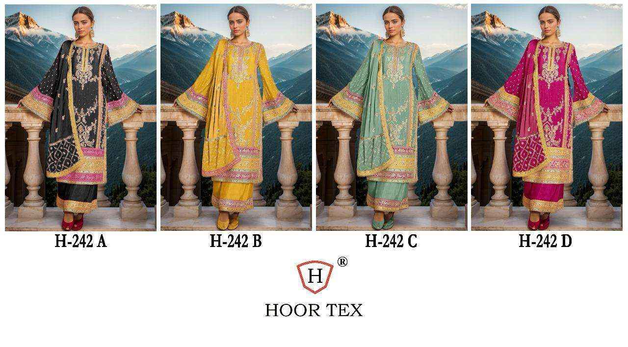 Hoor Tex H 242 Silk Dress Material 4 pcs Catalogue