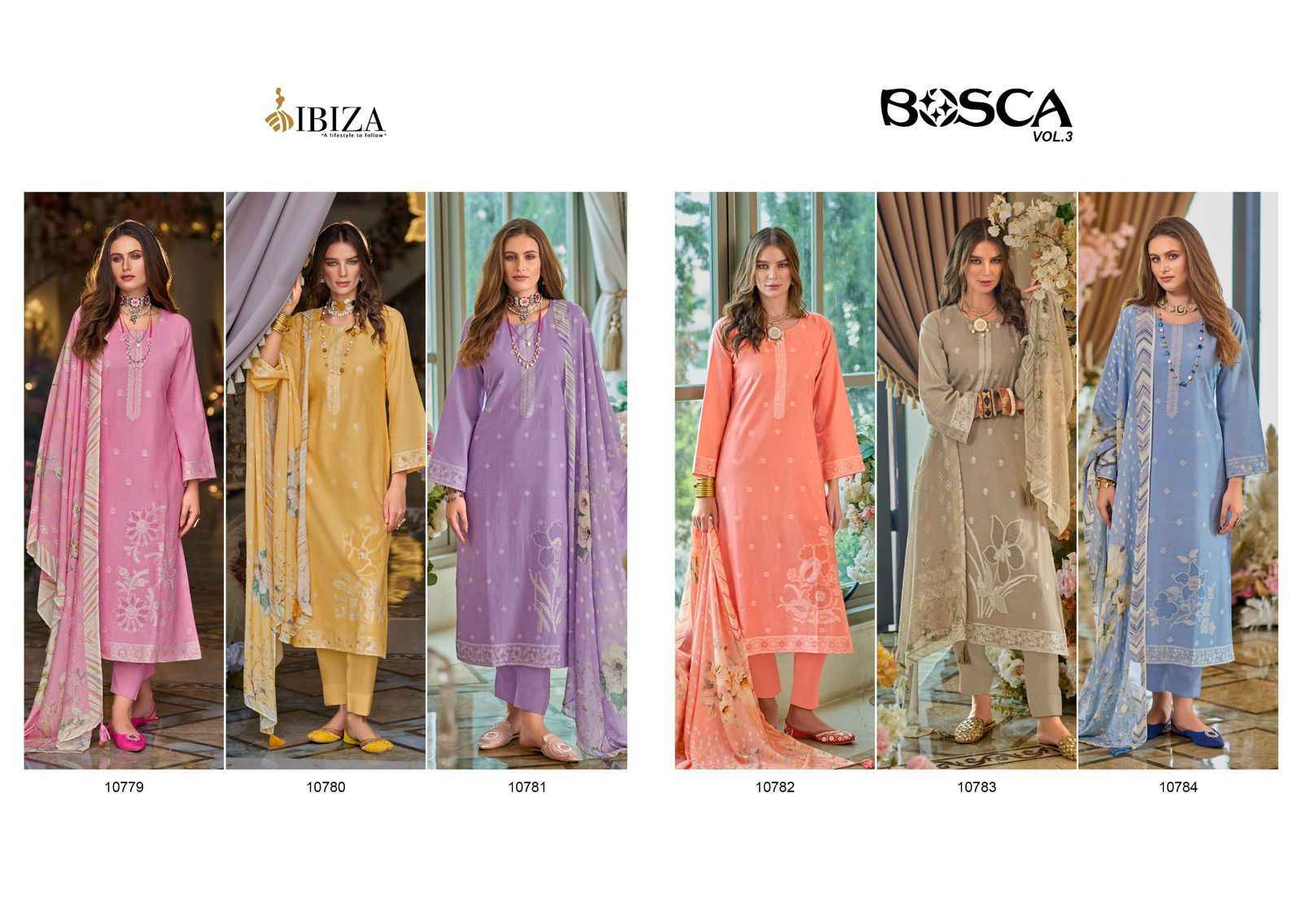 Ibiza Bosco Vol-3 Pure Lawn Cotton Dress Material (8 Pc Catalog)