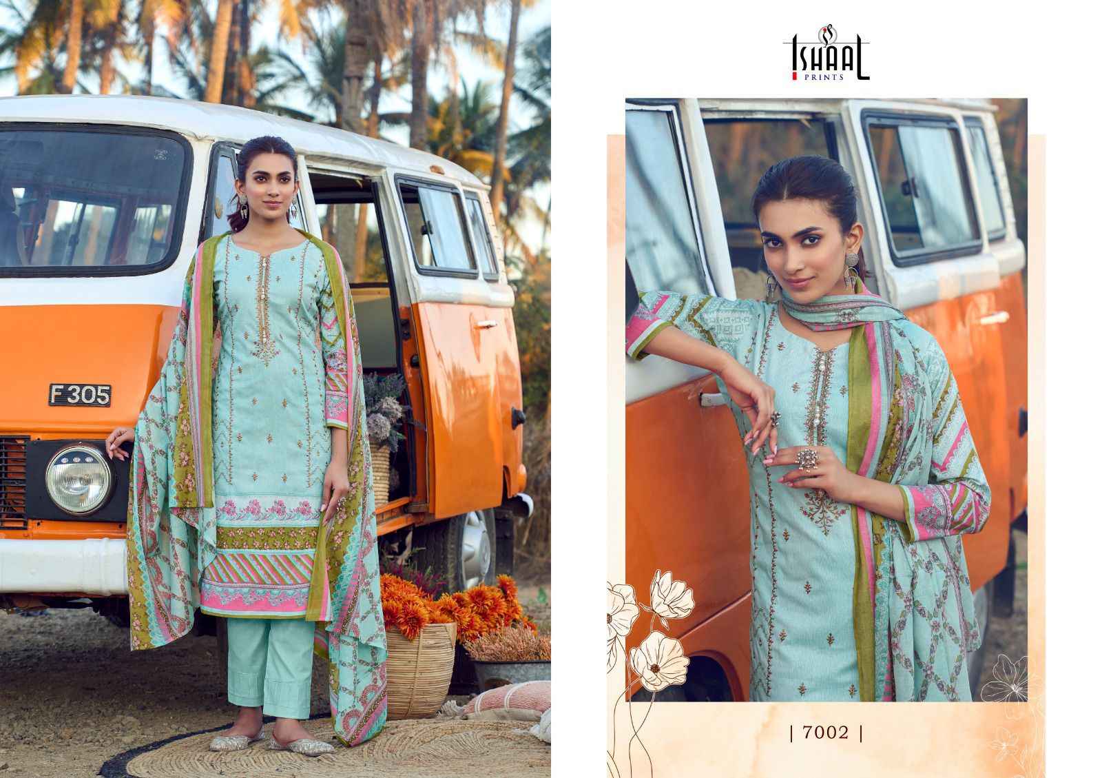 Ishaal Embroidered Vol-7 Lawn Dress Material (10 pcs Catalogue)
