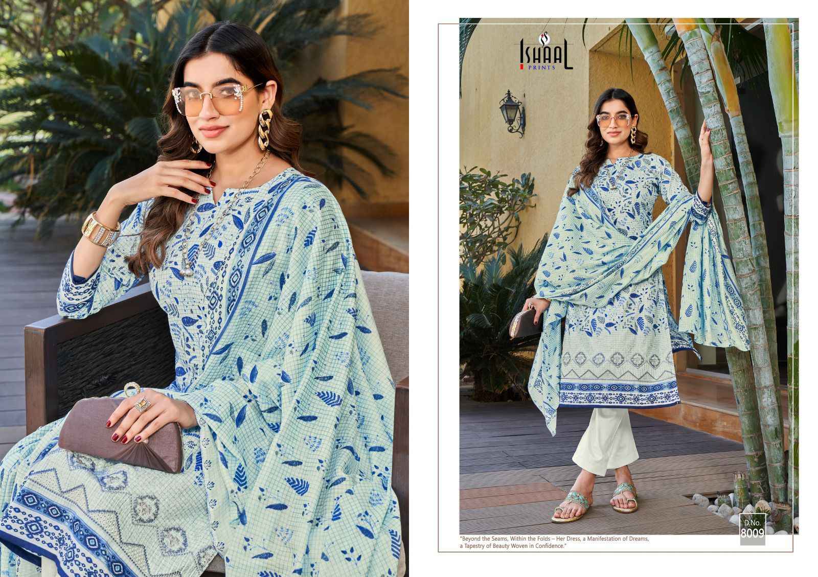 Ishaal Embroidered Vol-8 Lawn Dress Material (10 pcs Catalogue)