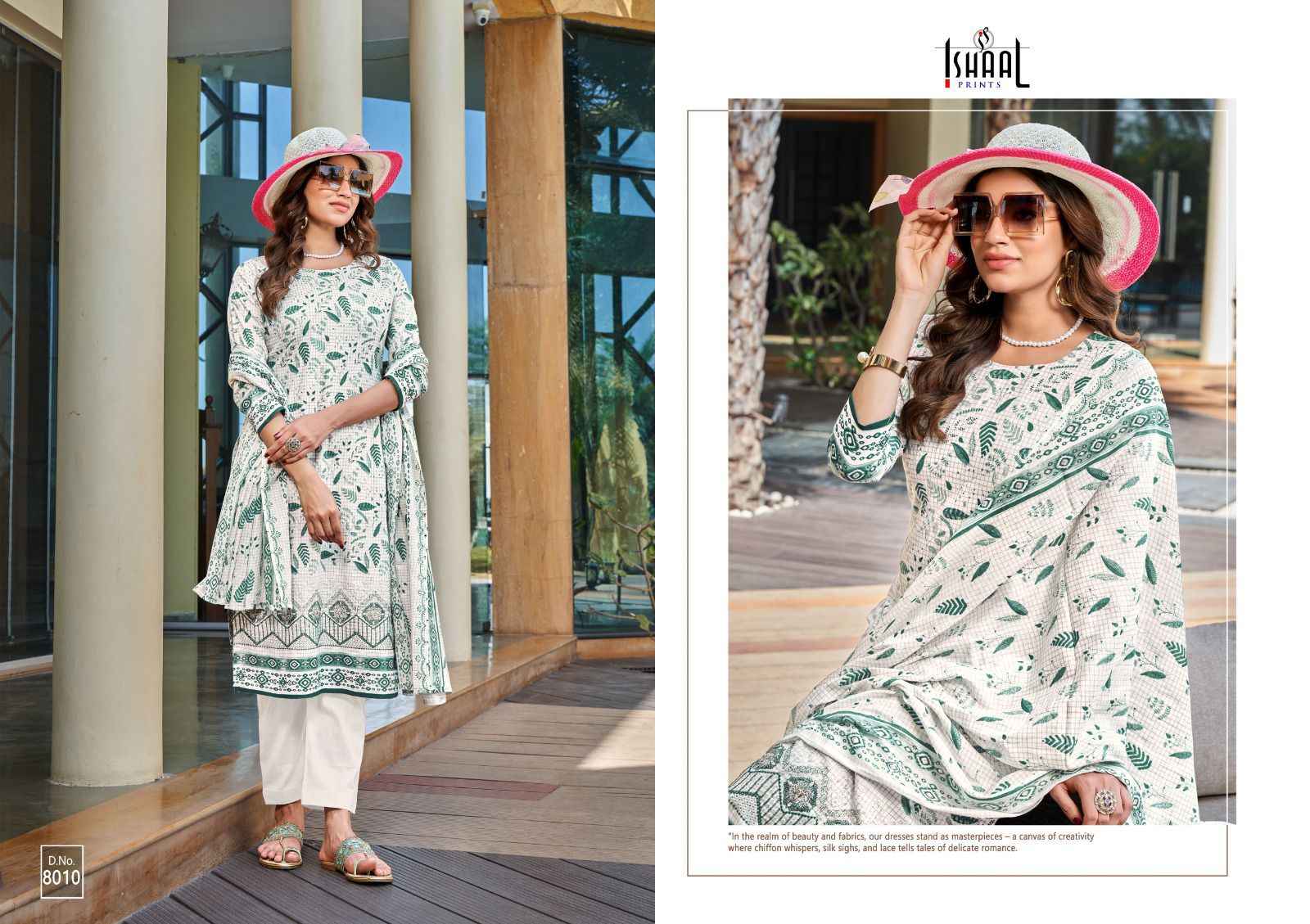 Ishaal Embroidered Vol-8 Lawn Dress Material (10 pcs Catalogue)