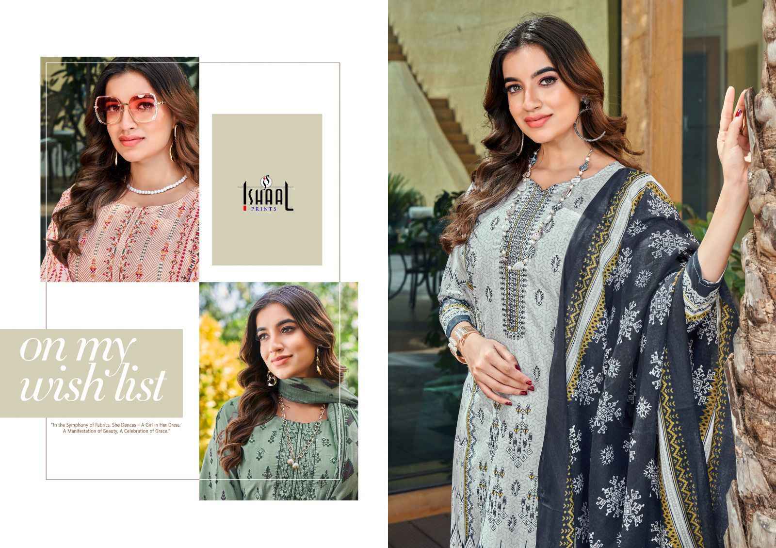 Ishaal Embroidered Vol-8 Lawn Dress Material (10 pcs Catalogue)