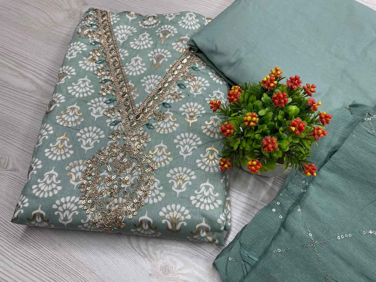 Jaam Cotton Satin Top Non Catalog Dress Material (4 Pc Catalog)