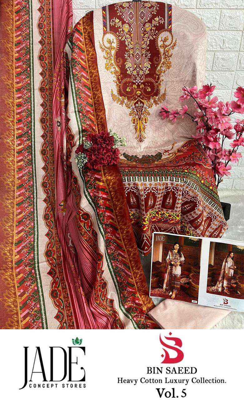 Jade Bin Saeed Heavy Luxury Vol 5 Cotton Dress Material 6 pcs Catalogue