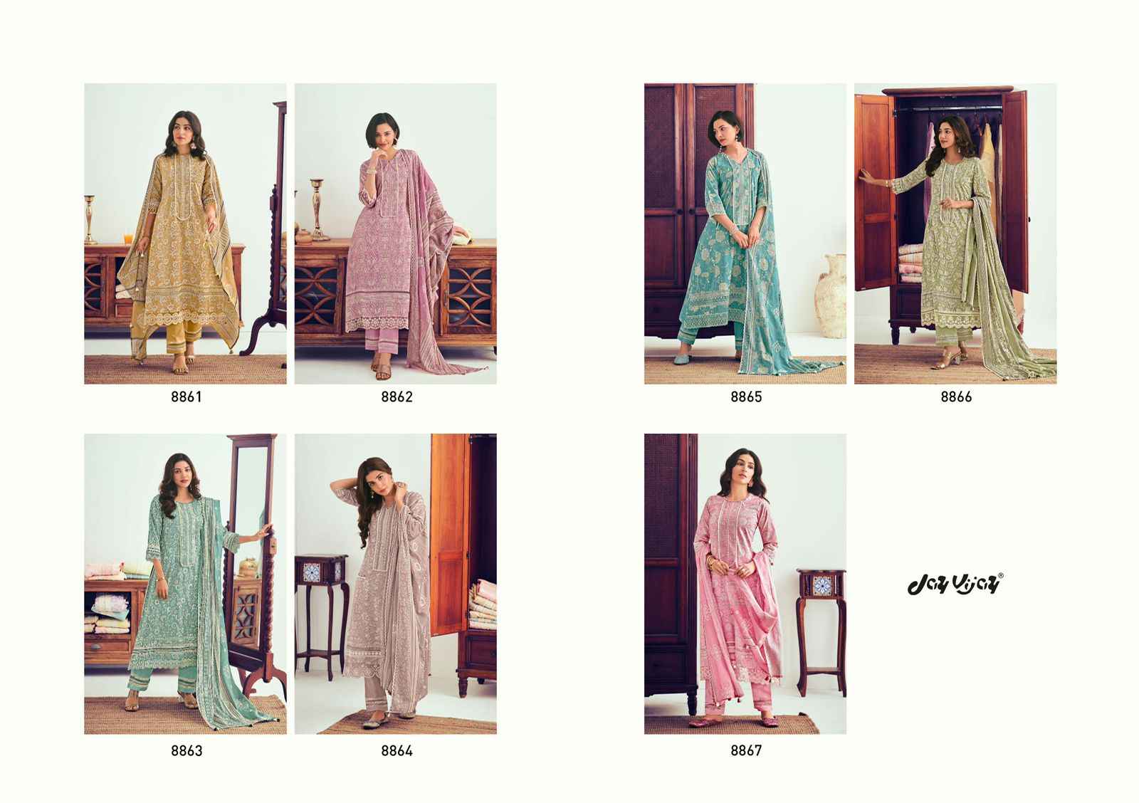 Jay Vijay Almira Pure Cotton Dress Material (7 pcs Catalogue)