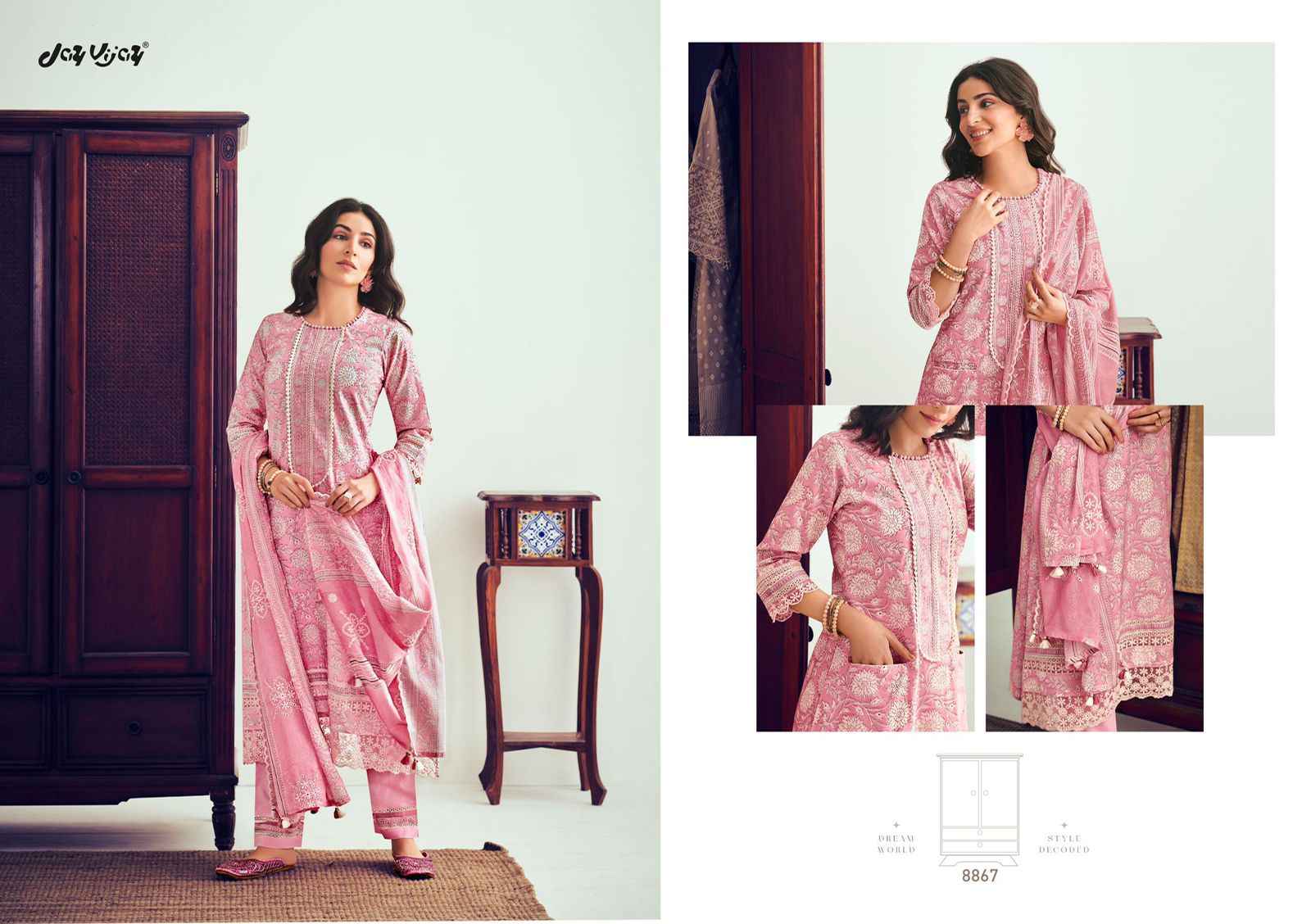 Jay Vijay Almira Pure Cotton Dress Material (7 pcs Catalogue)