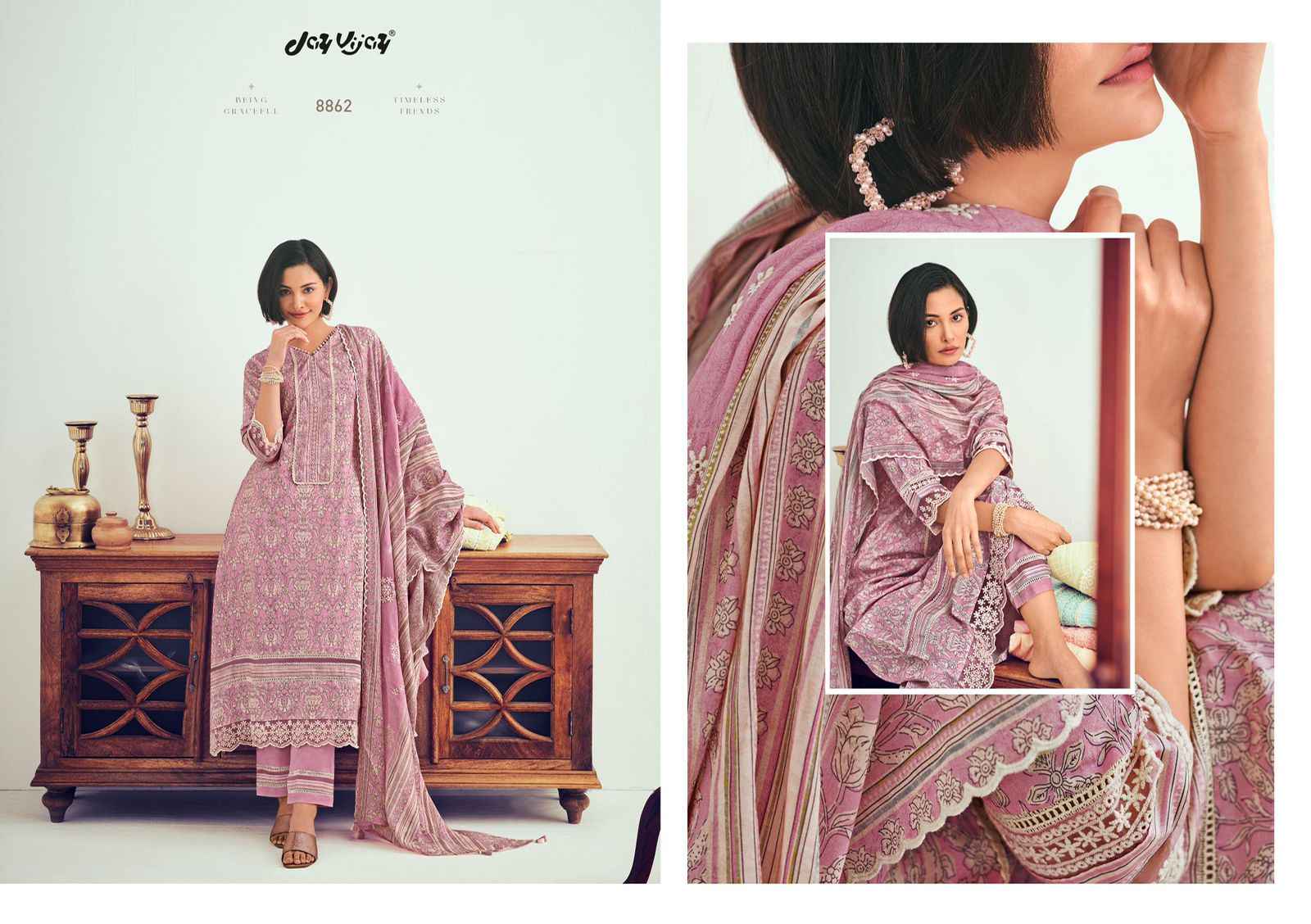 Jay Vijay Almira Pure Cotton Dress Material (7 pcs Catalogue)