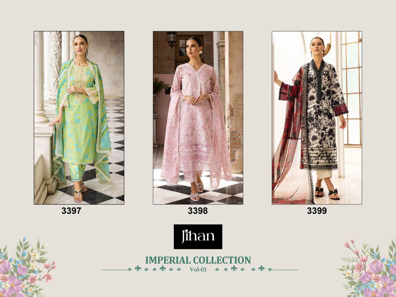 Jihan Imperial Lawn Collection  Vol-1 Cotton Dress Material (3 Pc Catalouge)