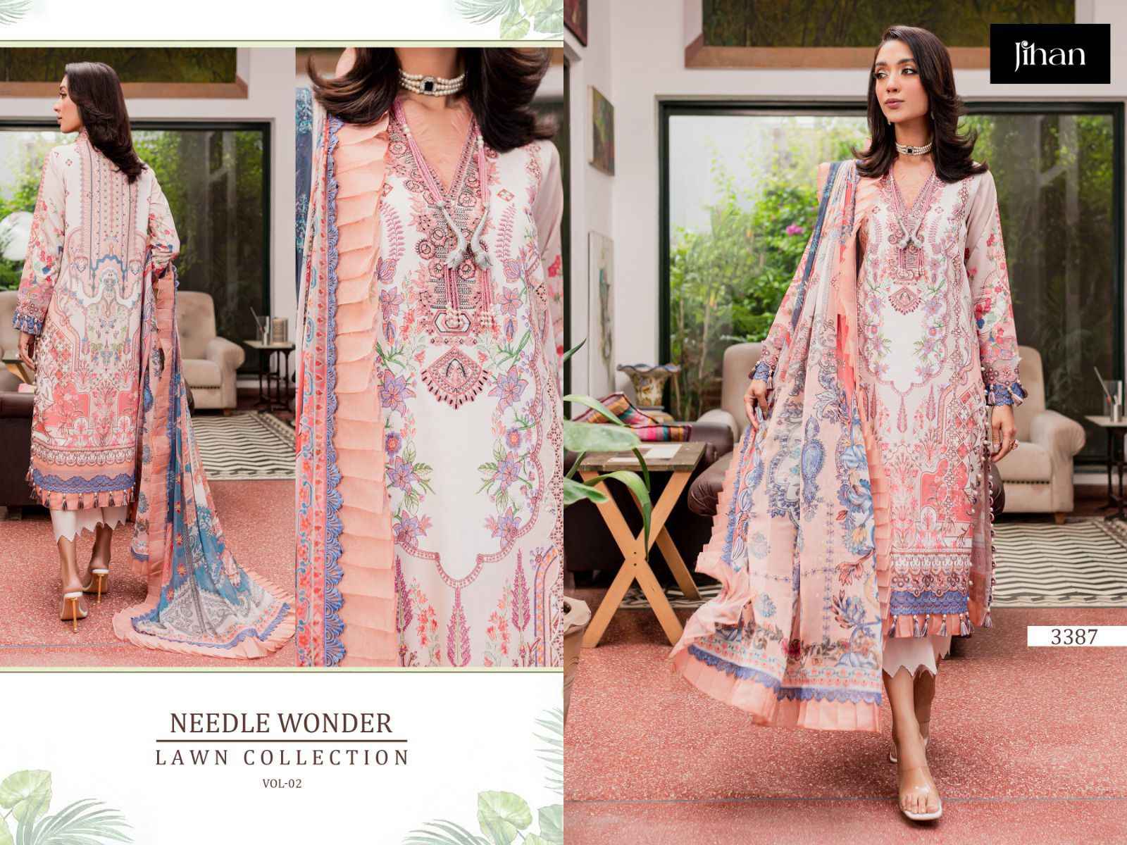 Jihan Needle Wonder Lawn Collection Vol-2 Dress Material (4 pc Cataloge)