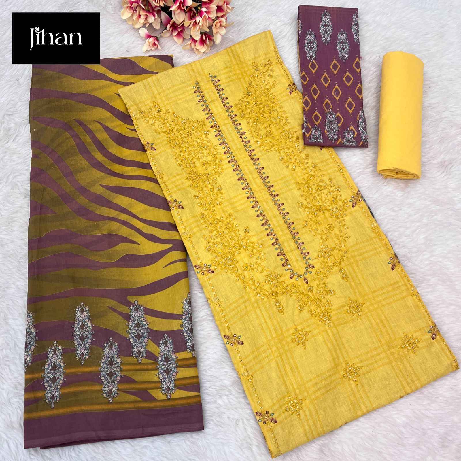Jihan Prestige Pure Lawn Print Dress Material (3 pcs Catalogue)