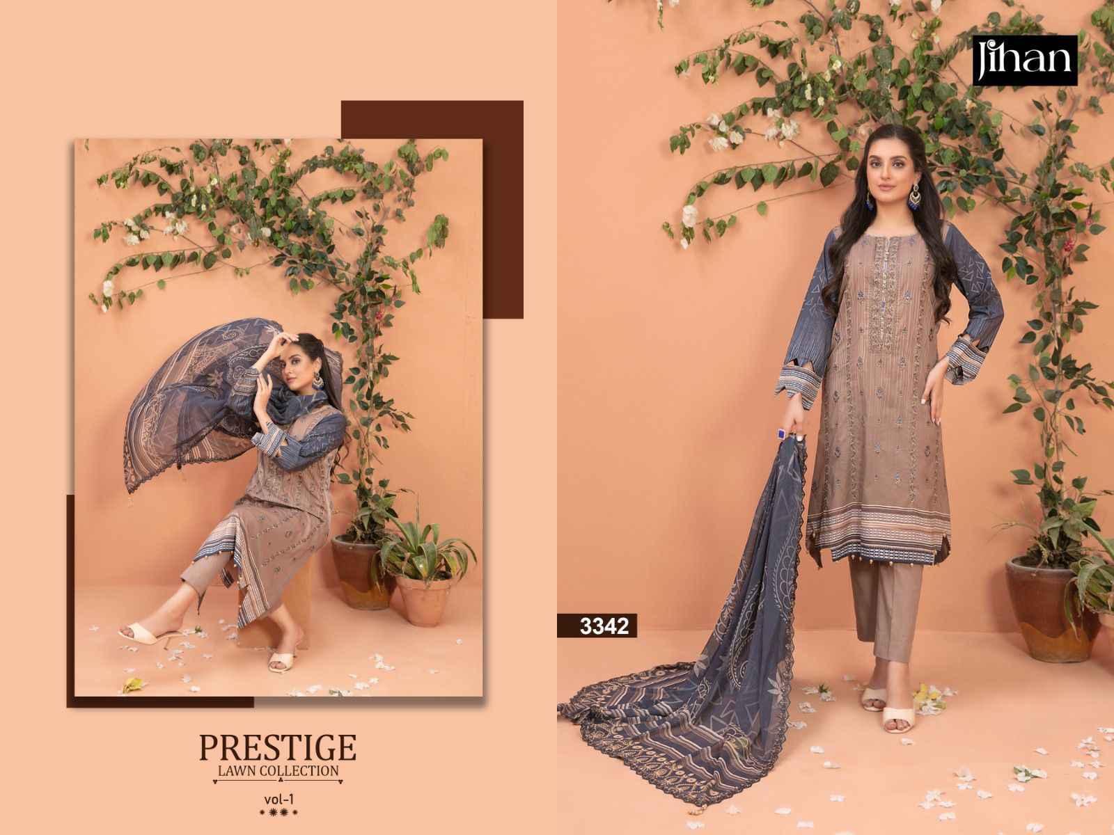 Jihan Prestige Pure Lawn Print Dress Material (3 pcs Catalogue)