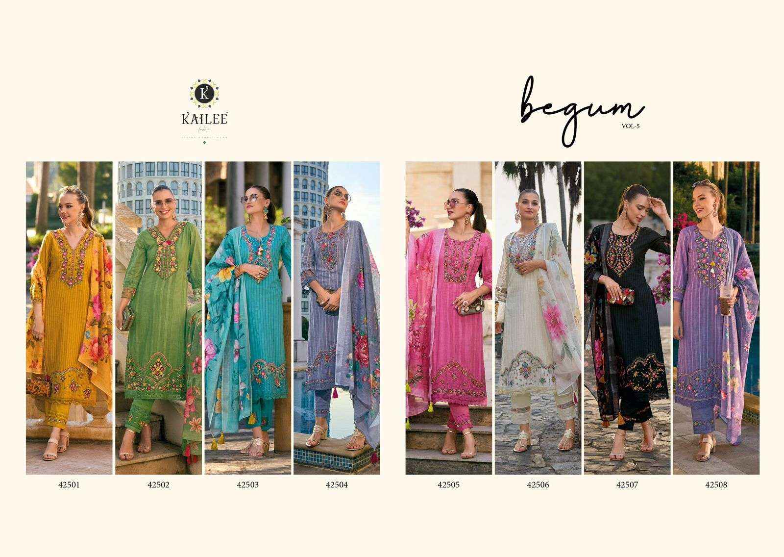 Kailee Fashion Begum Vol 5 Cotton Kurti Combo 8 pcs Catalogue