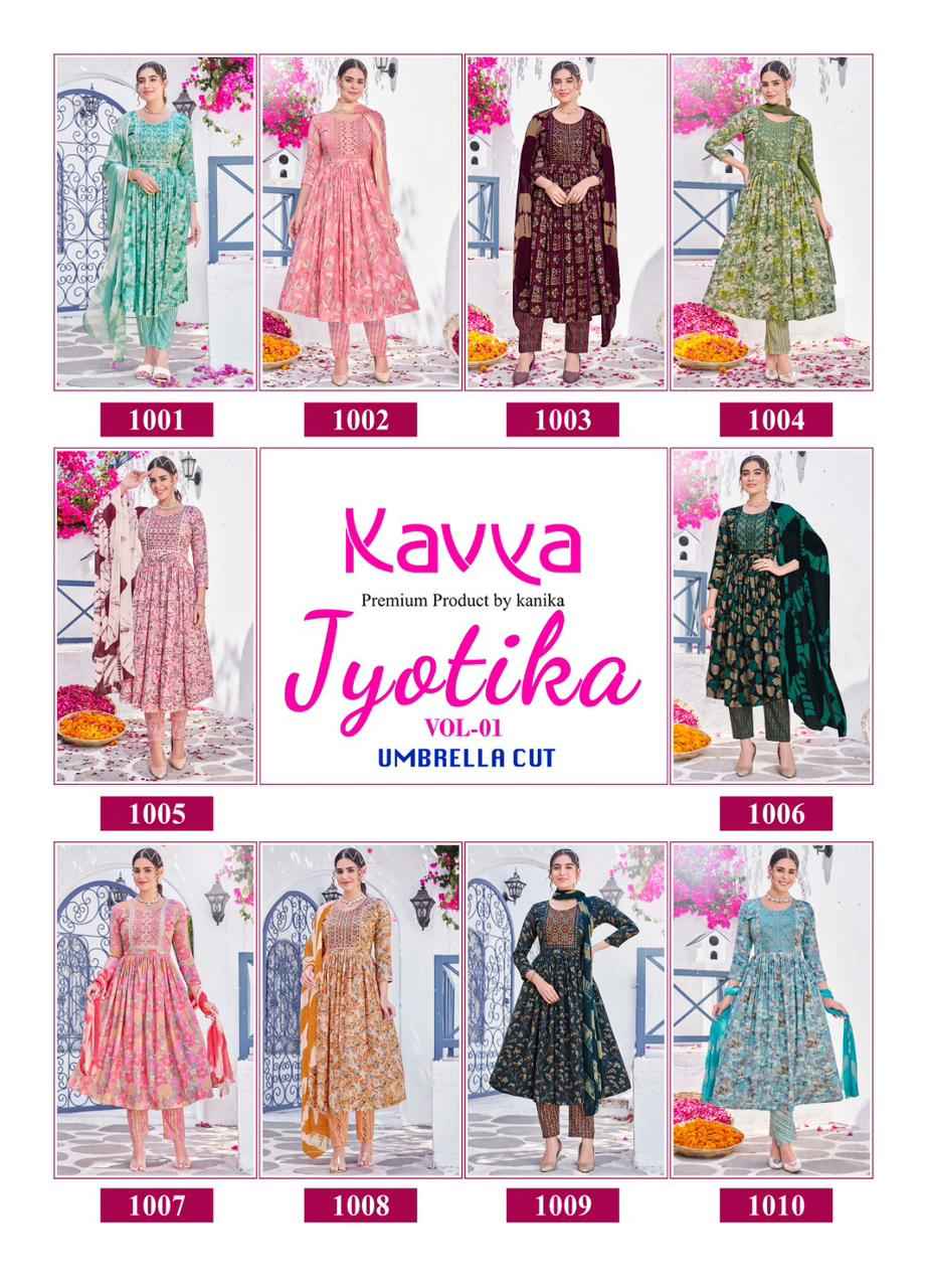 Kavya Jyotika Vol-1 Umbrella Cut Readymade Suit (10 pcs Catalogue)