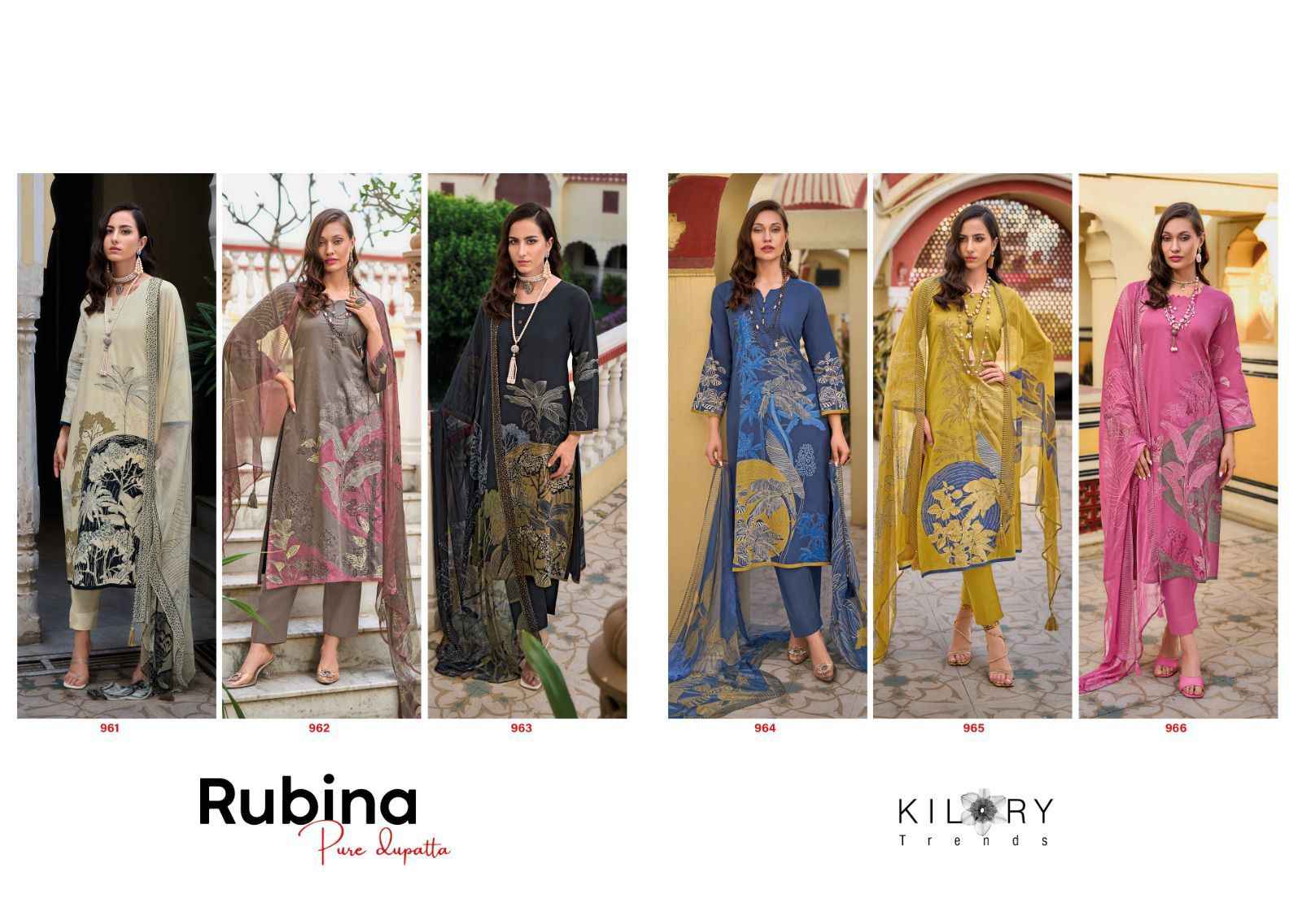 Kilory Trends Rubina Pure Lawn Cotton Dress Material (6 Pc Catalog)