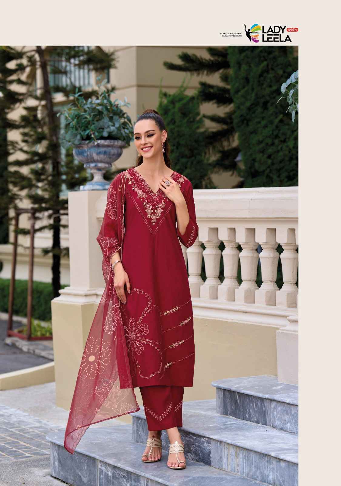 Lady Leela Rabya Viscose Silk Readymade Suit  (6 Pc Catalog)