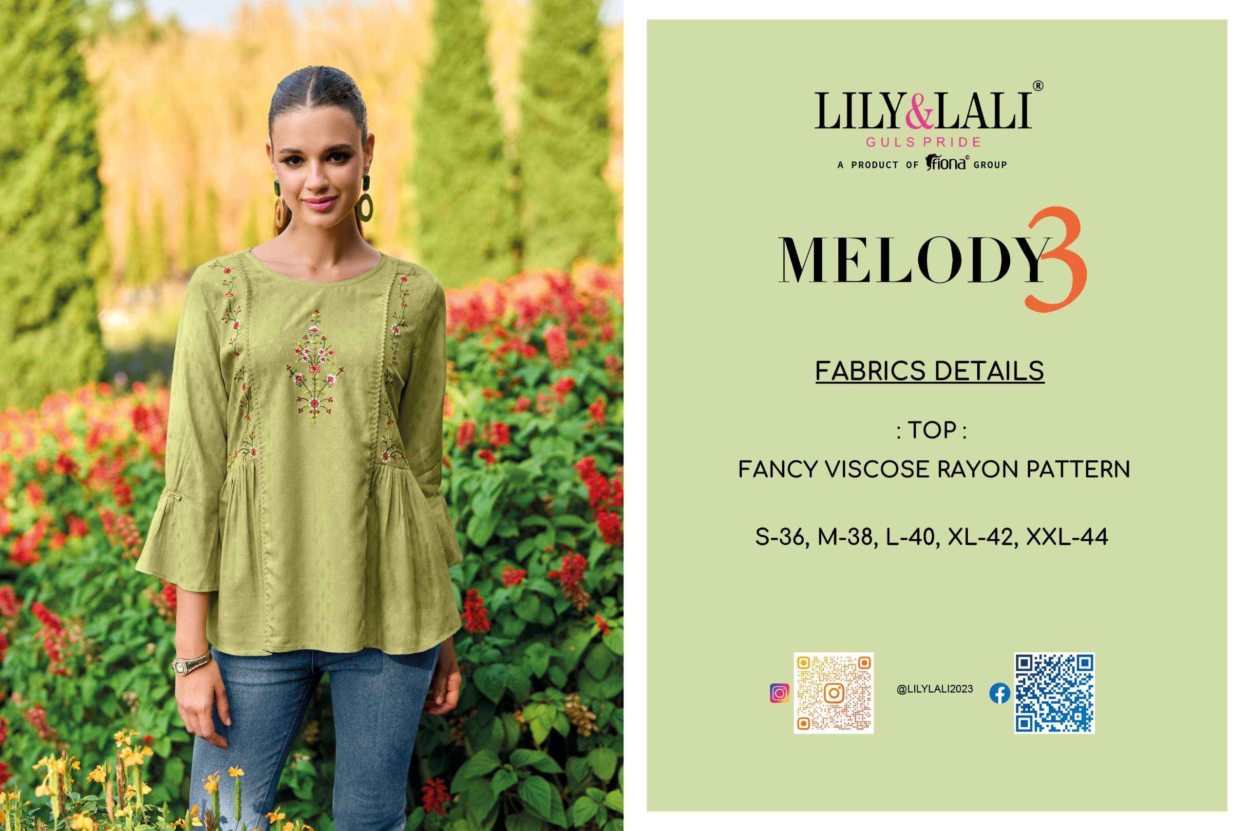 Lily & Lali Melody Vol 3 Short Rayon Kurti 8 pcs Catalogue