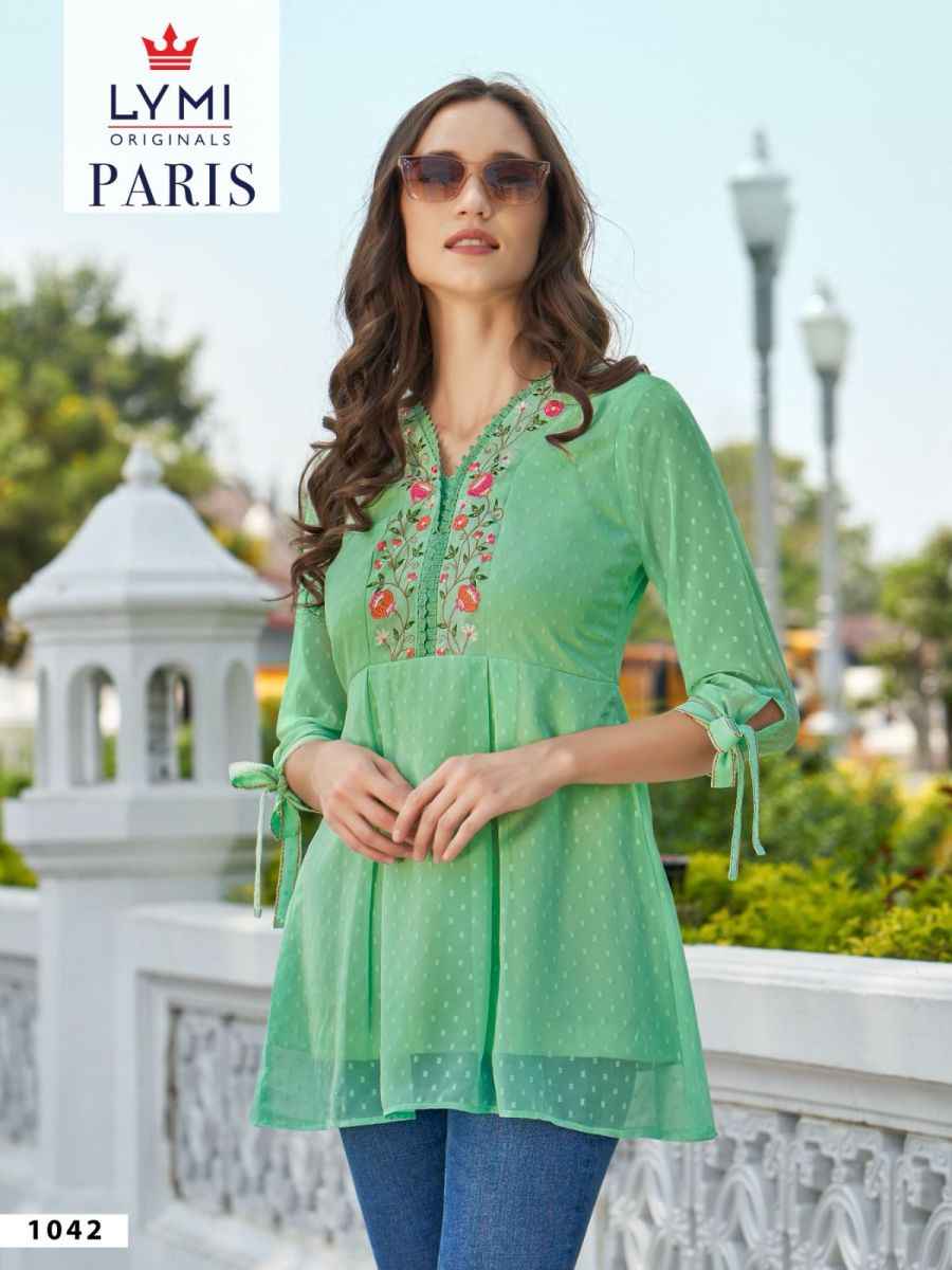 LYMI Paris Georgette Short Kurti 6 pcs Catalogue