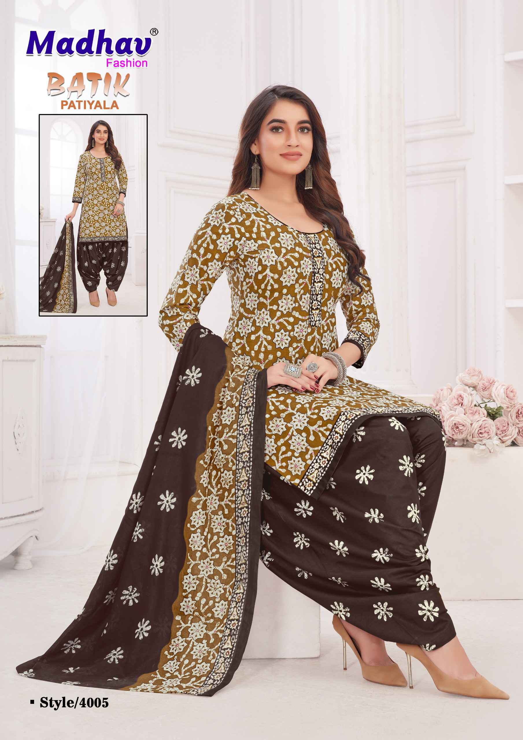 Madhav Fashion Batik Patiyala Vol-4 Cotton Dress Material (10 pcs Catalogue)