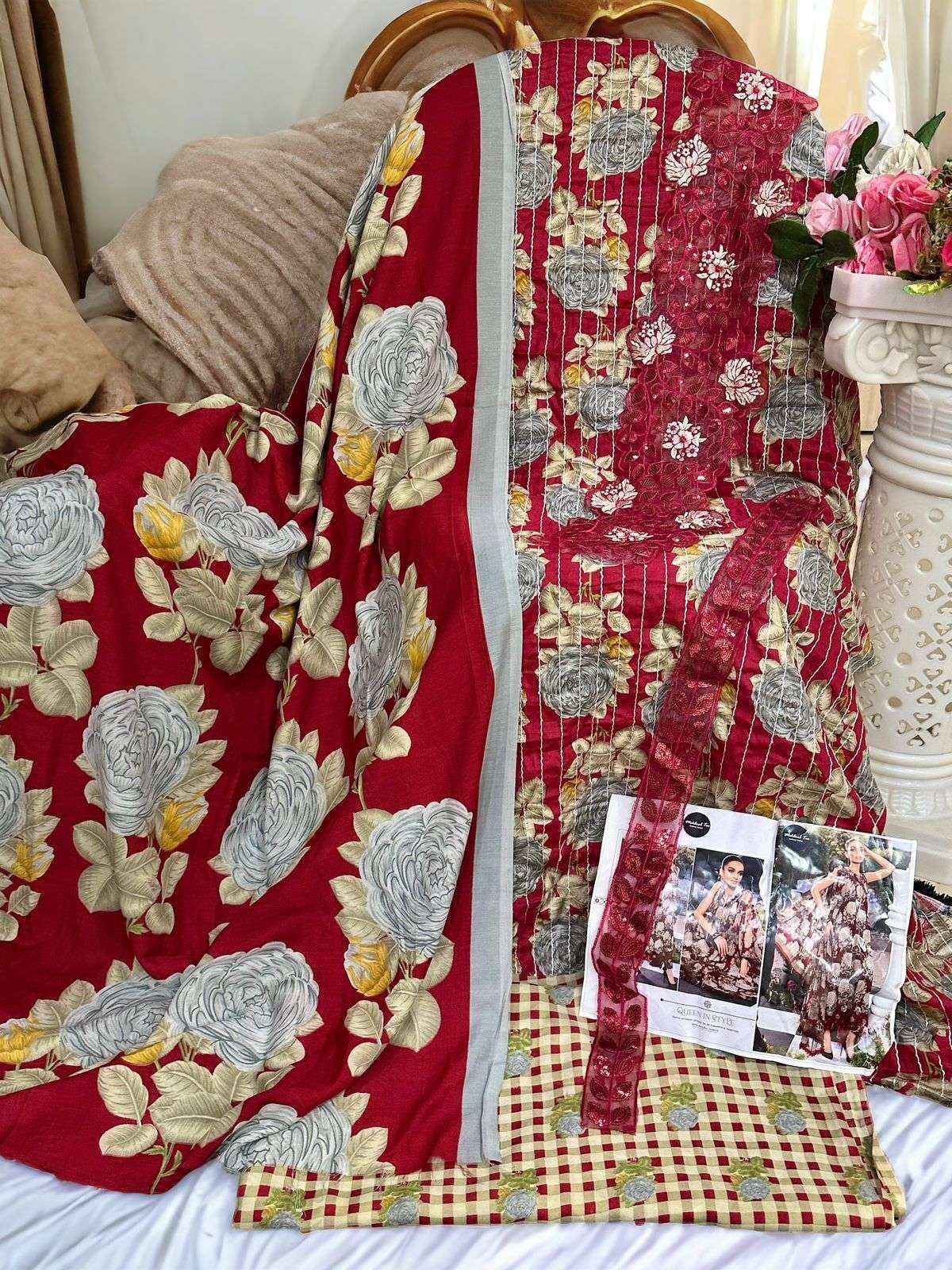 Mehboob Tex M Prints Summer Collection 24 D No 1311 Cambric Cotton Dress Material 2 pcs Catalogue