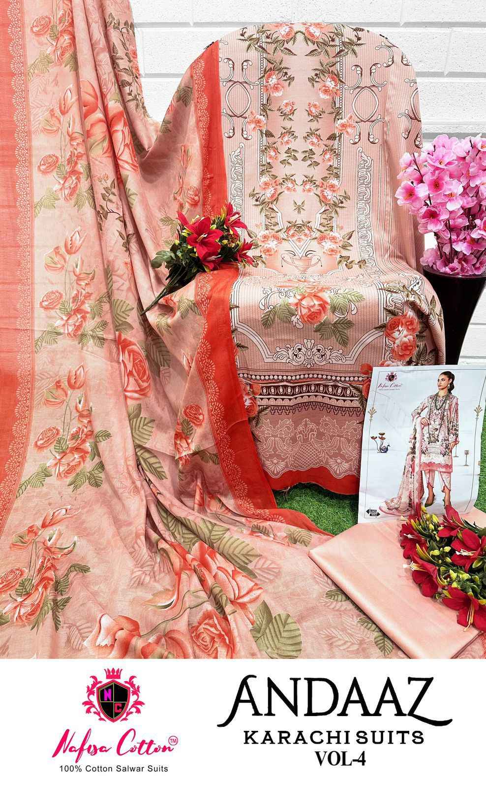 Nafisa Cotton Andaaz Karachi Suit Vol-4 Cotton Dress Material (6 Pc Catalog)