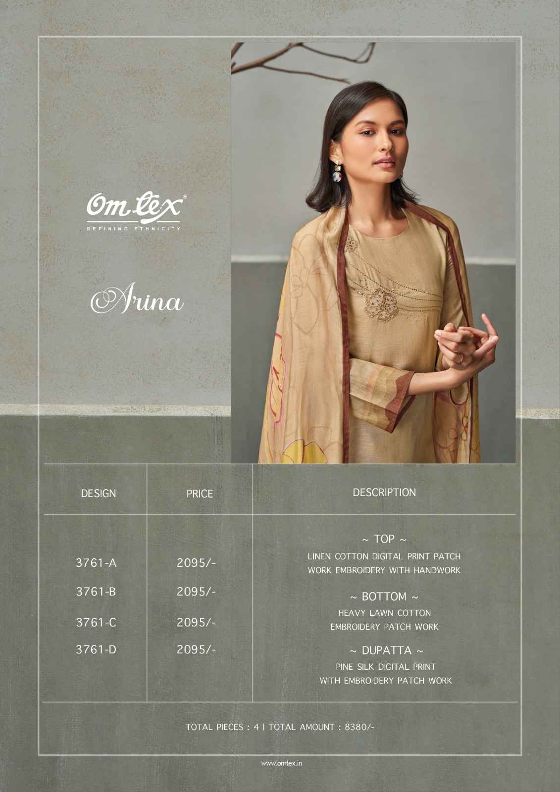 Omtex Alina Linen Cotton Dress Material (4 Pc Catalog)