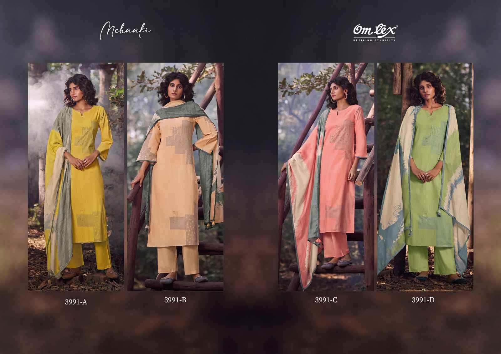 Omtex Mehaaki Lawn Cotton Dress Material (4 Pc Catalog)