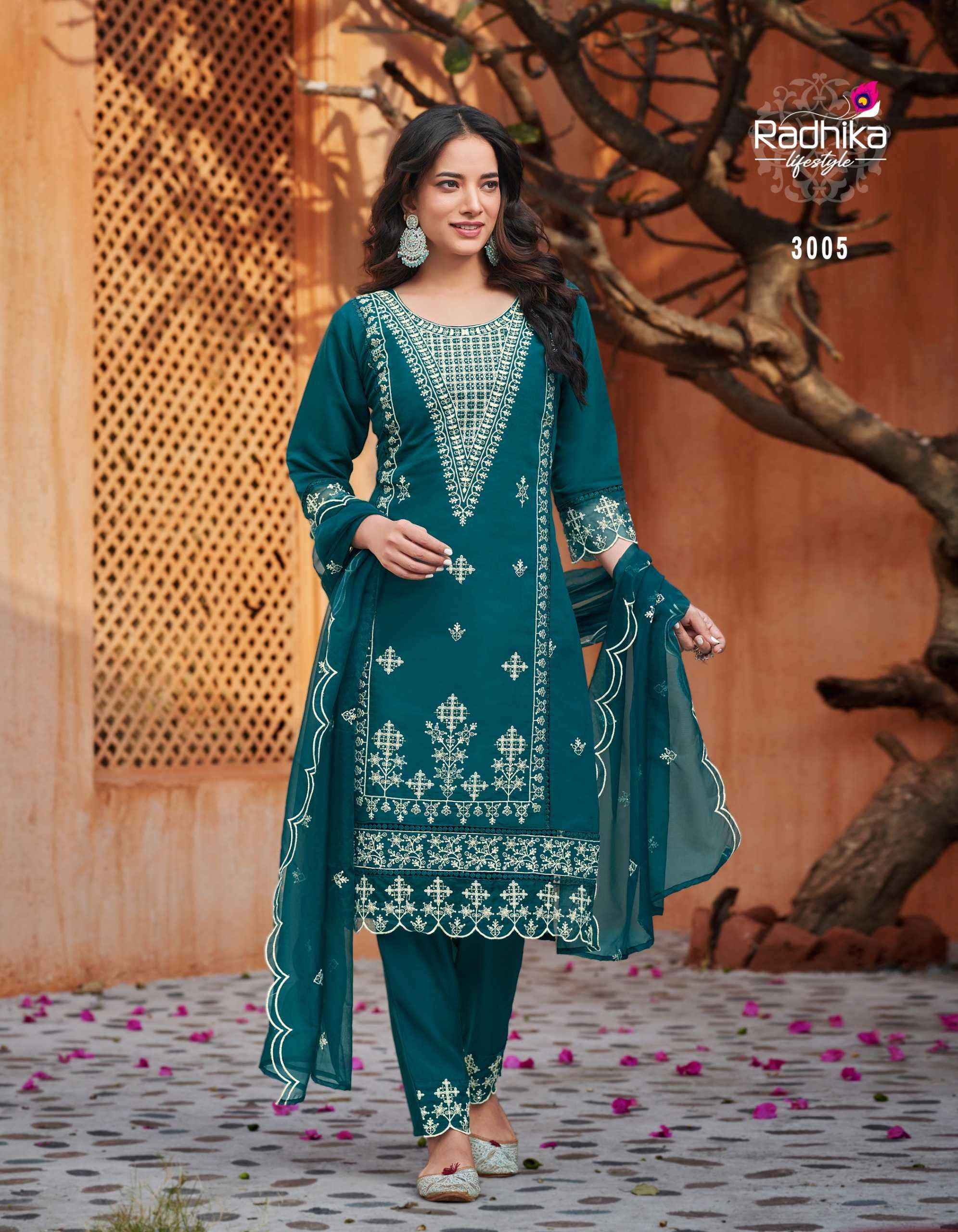 Radhika Life Style Sehnaaz Vol-3 Pure Roman Silk Readymade Suit (6 pcs Catalogue)