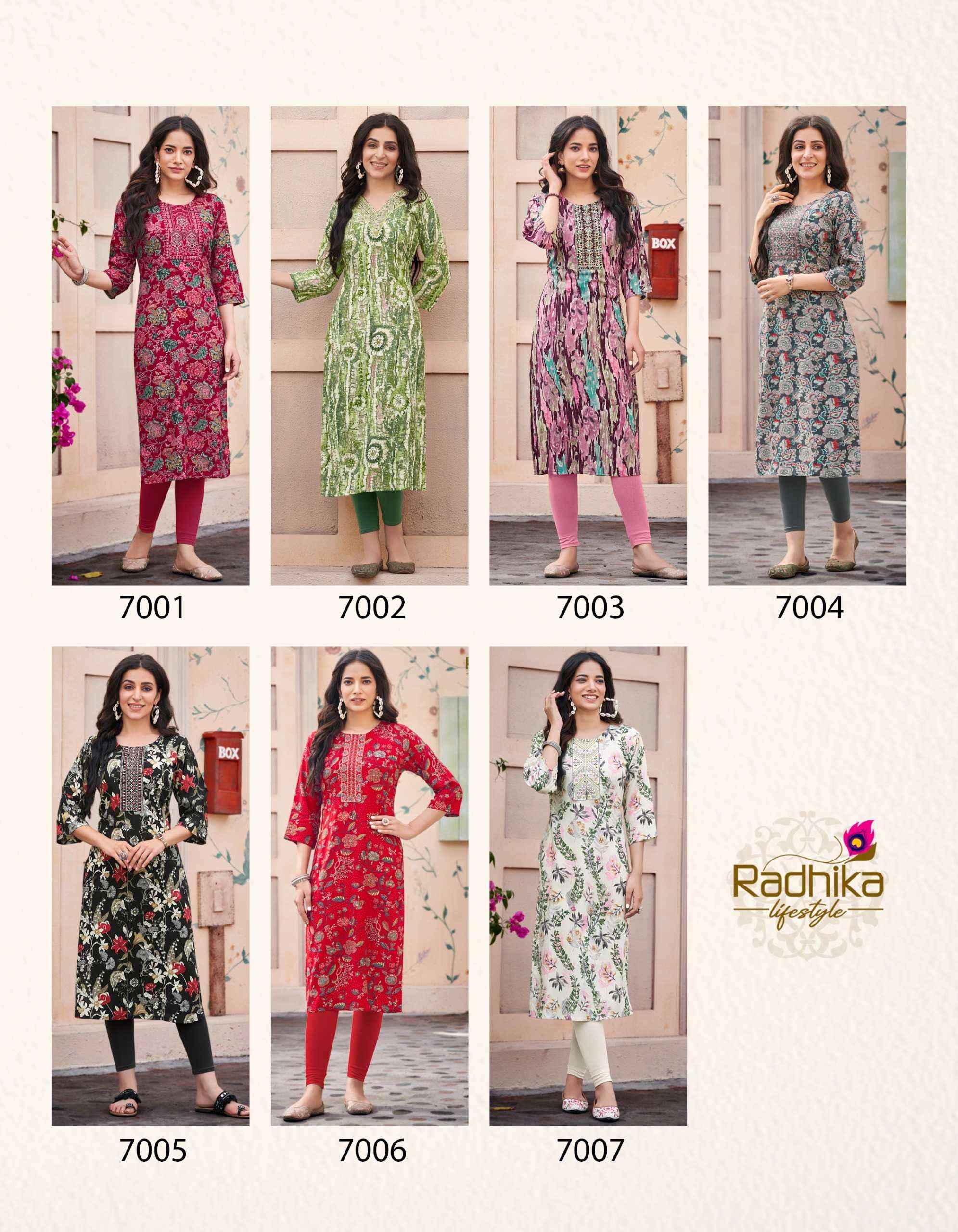 Radhika Lifestyle Pahel Vol-7 Rayon Kurti (7 pcs Catalogue)