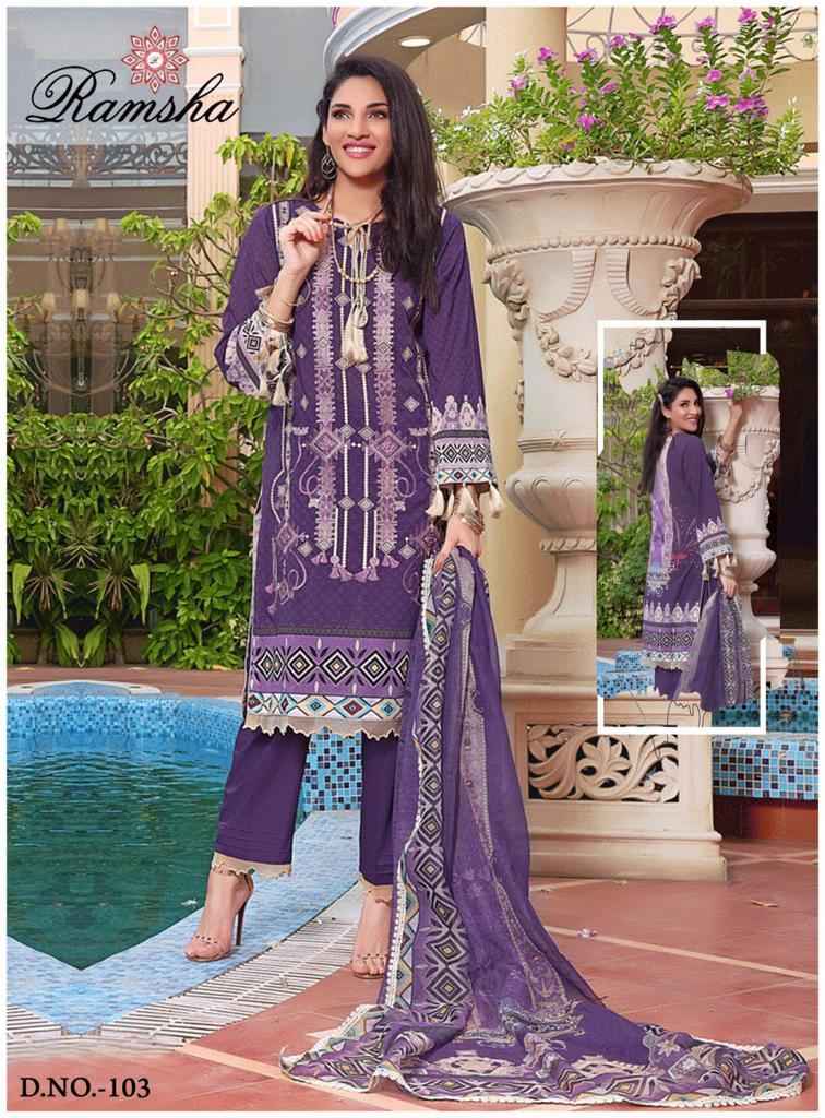 Ramsha Farasha Heavy Luxury Lawn Lawn Cotton Dress Material 6 pcs Catalogue