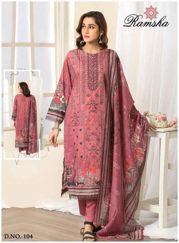 Ramsha Farasha Heavy Luxury Lawn Lawn Cotton Dress Material 6 pcs Catalogue