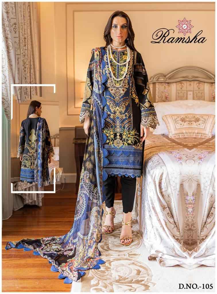 Ramsha Farasha Heavy Luxury Lawn Lawn Cotton Dress Material 6 pcs Catalogue