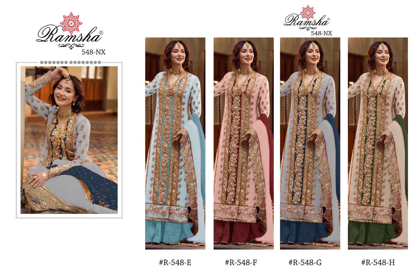 Ramsha R 548 Nx Organza Dress Material 4 pcs Catalogue