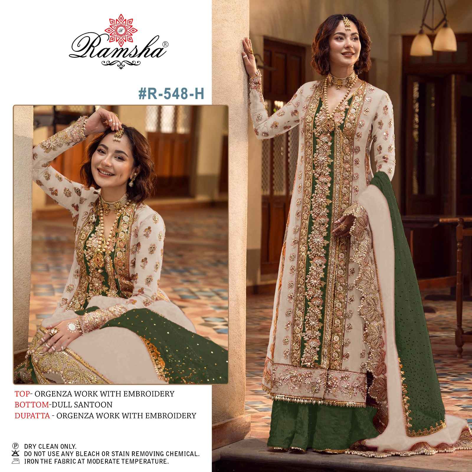 Ramsha R 548 Nx Organza Dress Material 4 pcs Catalogue