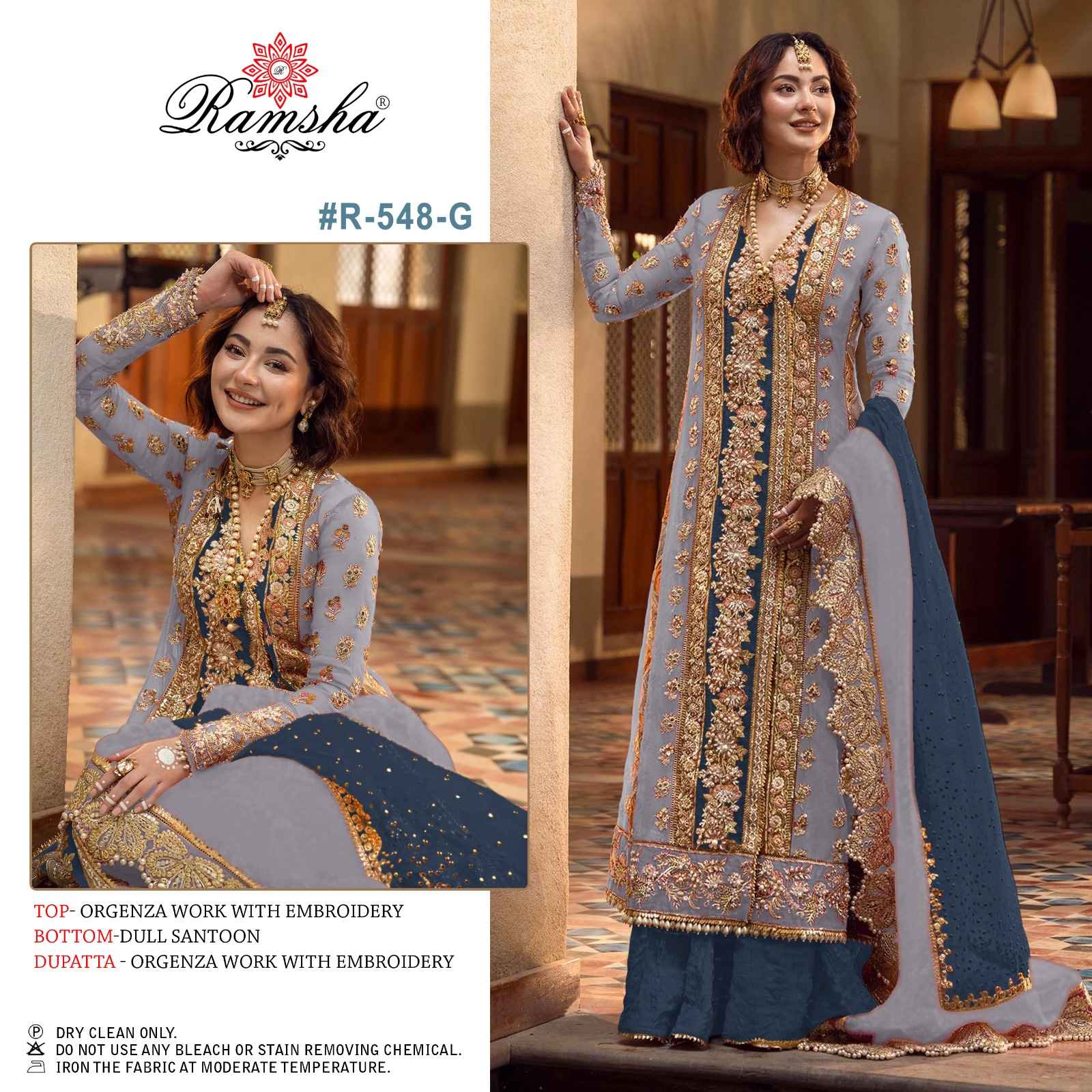 Ramsha R 548 Nx Organza Dress Material 4 pcs Catalogue