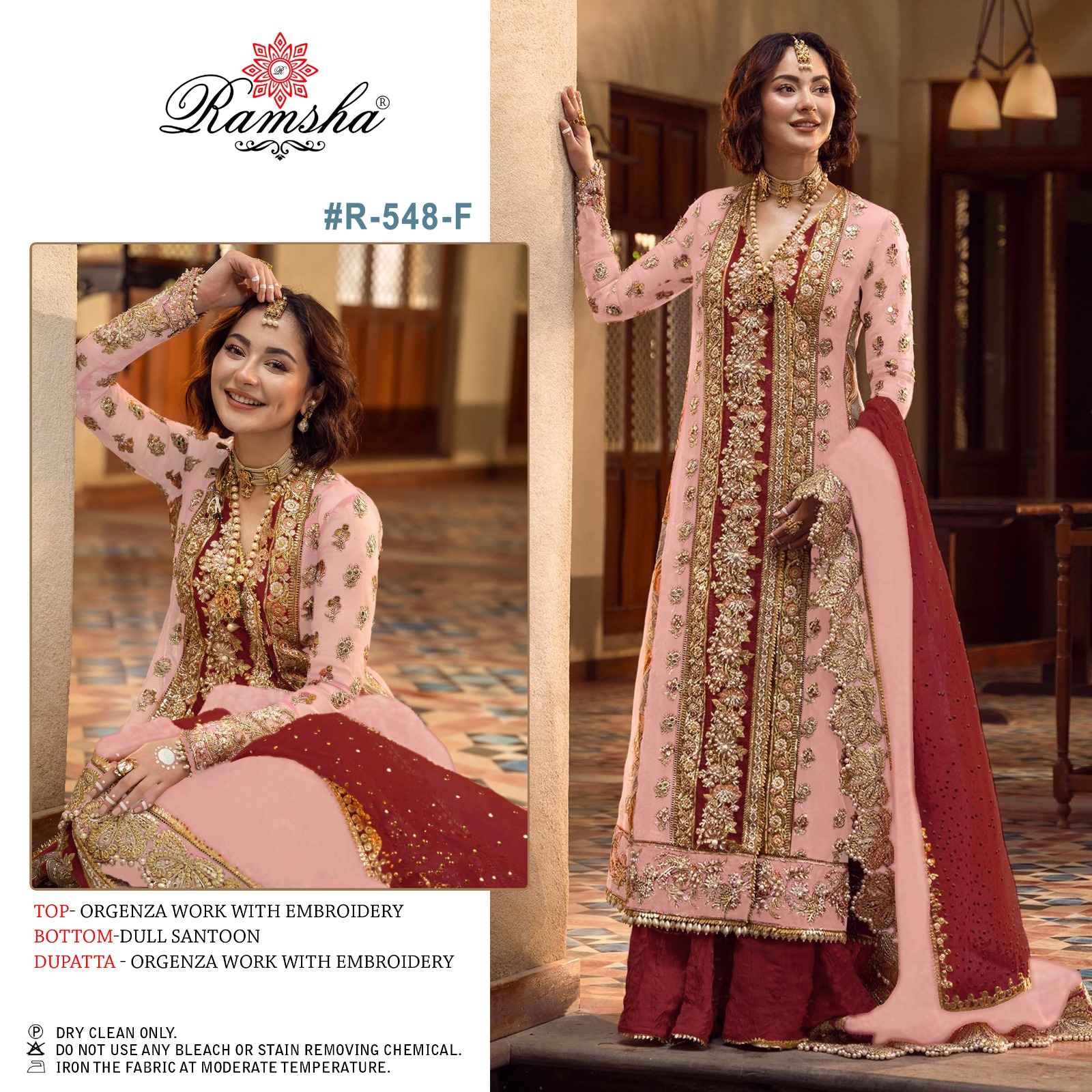 Ramsha R 548 Nx Organza Dress Material 4 pcs Catalogue