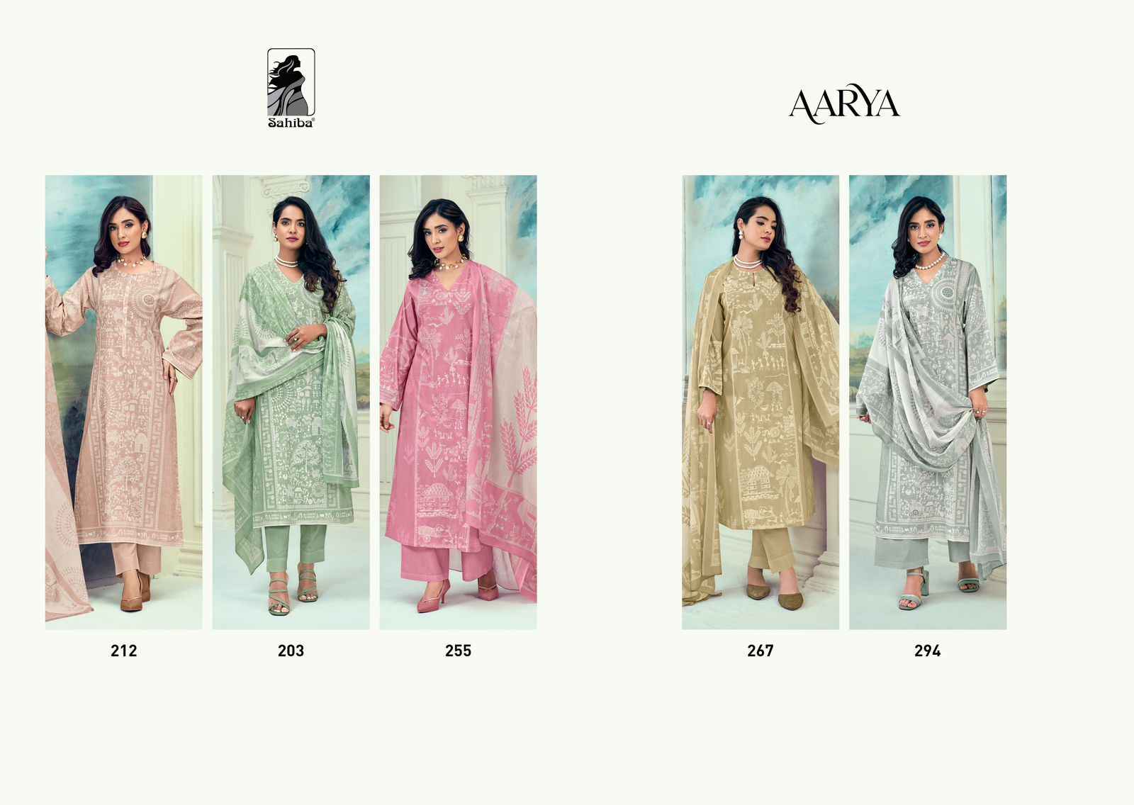 Sahiba Aarya  Pure Cotton Lawn Print Dress Material (5 Pc Catalog)