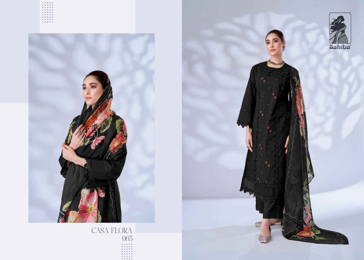 Sahiba Casa Flora Moscos Cotton Dress Material (4 Pc Catalog)