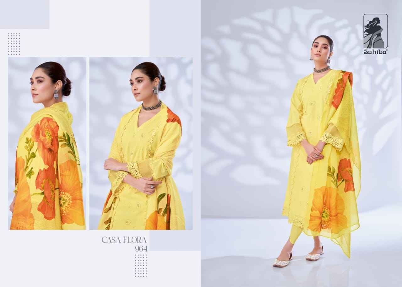 Sahiba Casa Flora Moscos Cotton Dress Material (4 Pc Catalog)