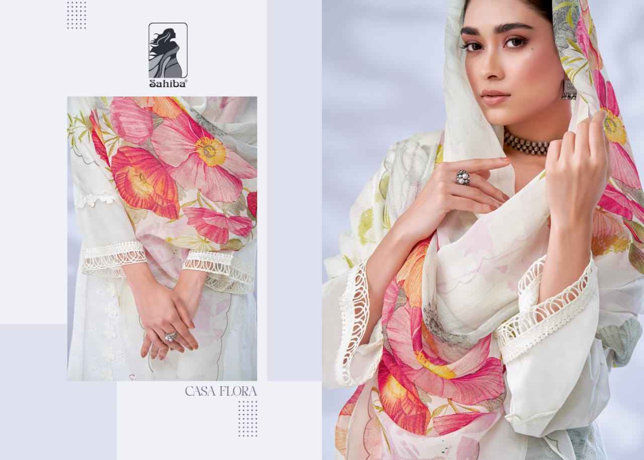 Sahiba Casa Flora Moscos Cotton Dress Material (4 Pc Catalog)