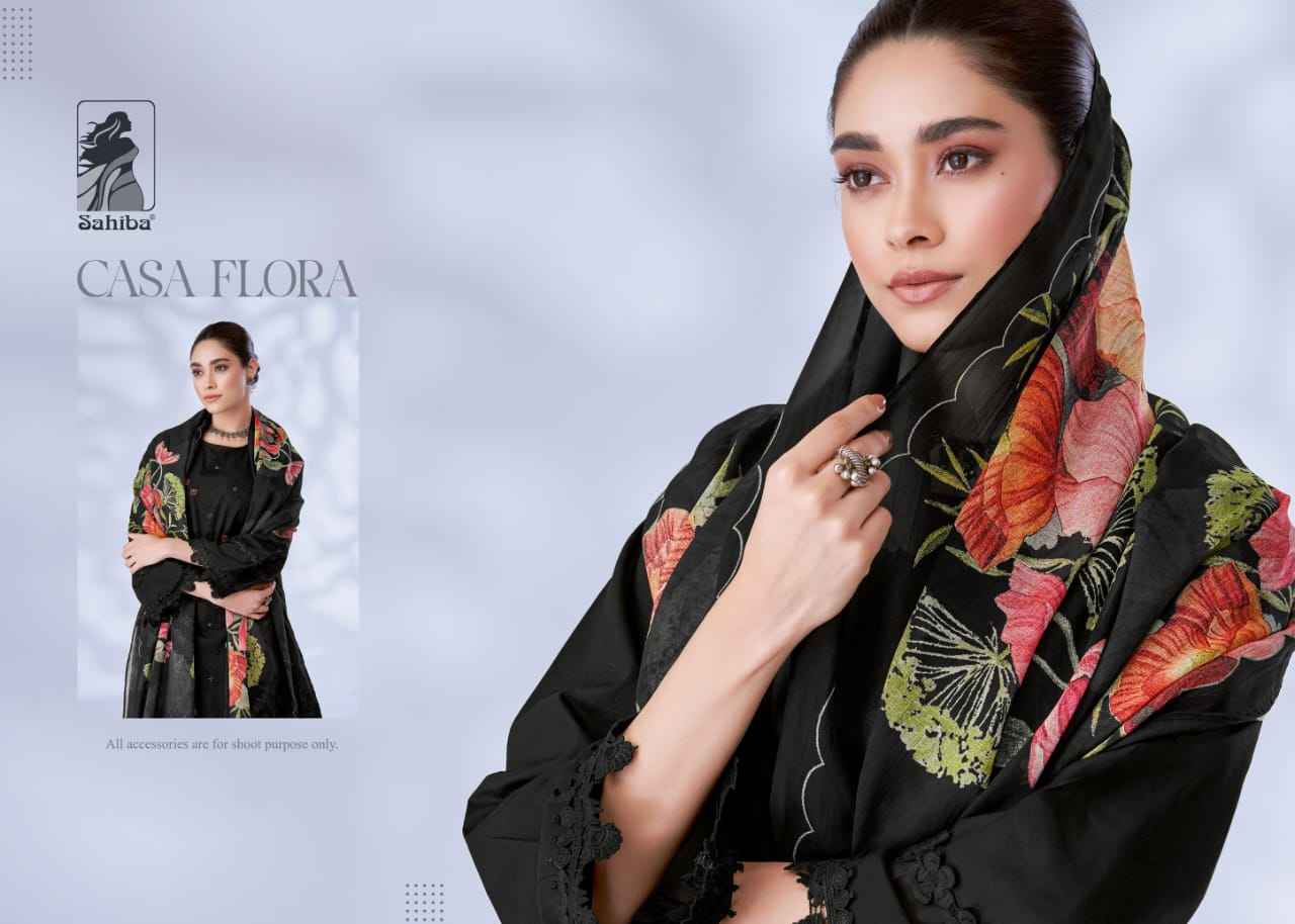 Sahiba Casa Flora Moscos Cotton Dress Material (4 Pc Catalog)