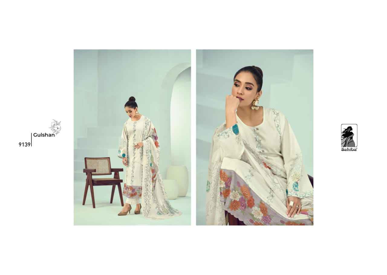 Sahiba Gulshan Pure Cotton Lawn Print Dress Material (2 Pc Catalog)