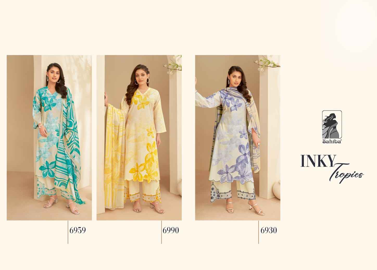 Sahiba Inky Tropies Moscow Cotton Dress Material (3 Pc Catalog)