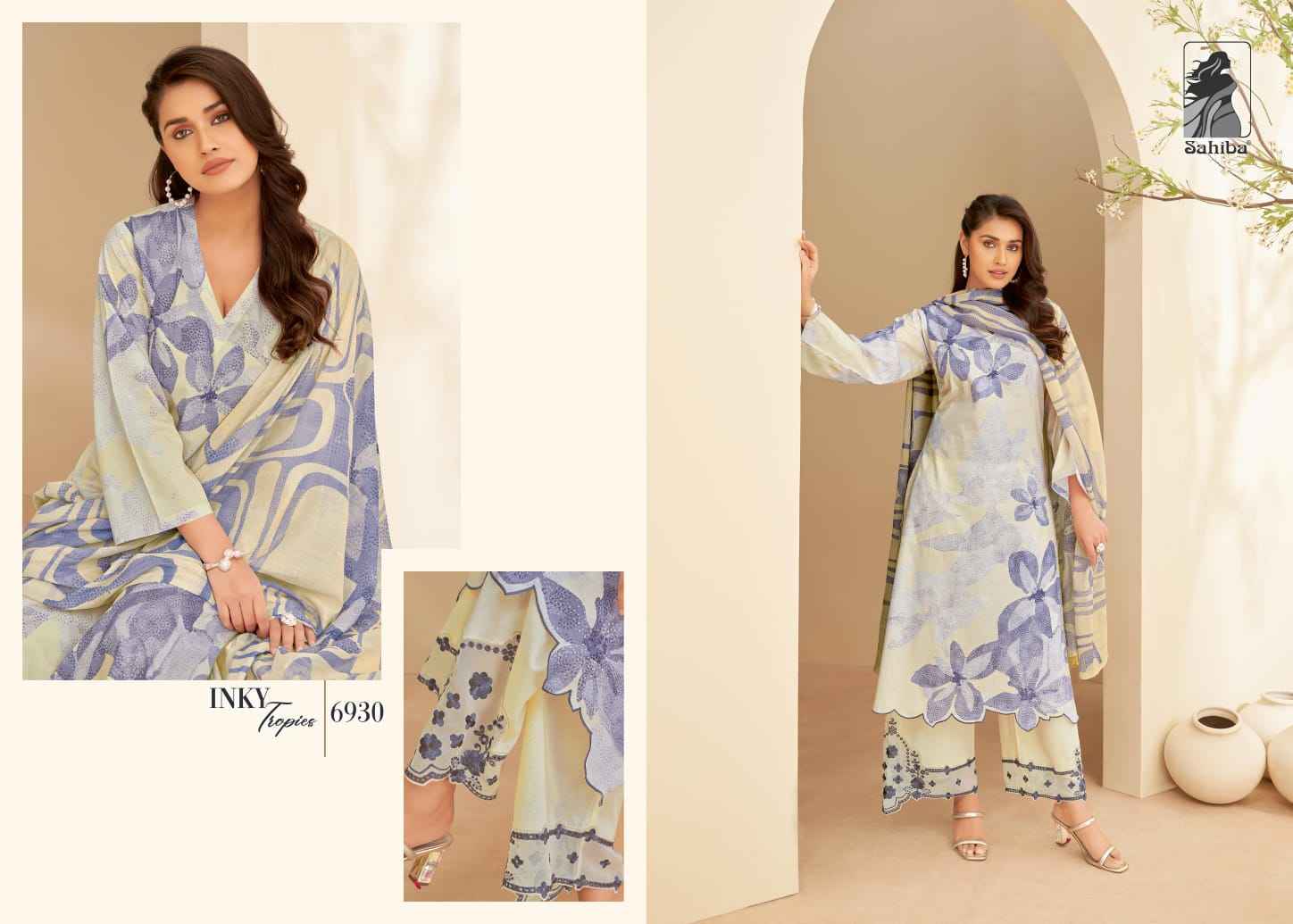 Sahiba Inky Tropies Moscow Cotton Dress Material (3 Pc Catalog)