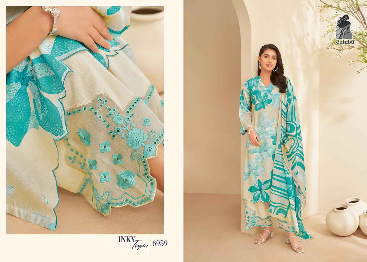 Sahiba Inky Tropies Moscow Cotton Dress Material (3 Pc Catalog)