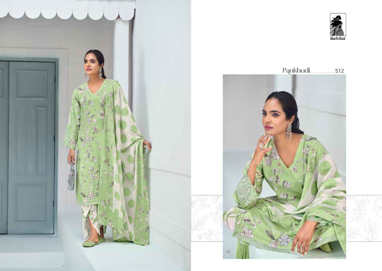 Sahiba Pankhudi Moscow Cotton Dress Material (4 Pc Catalog)