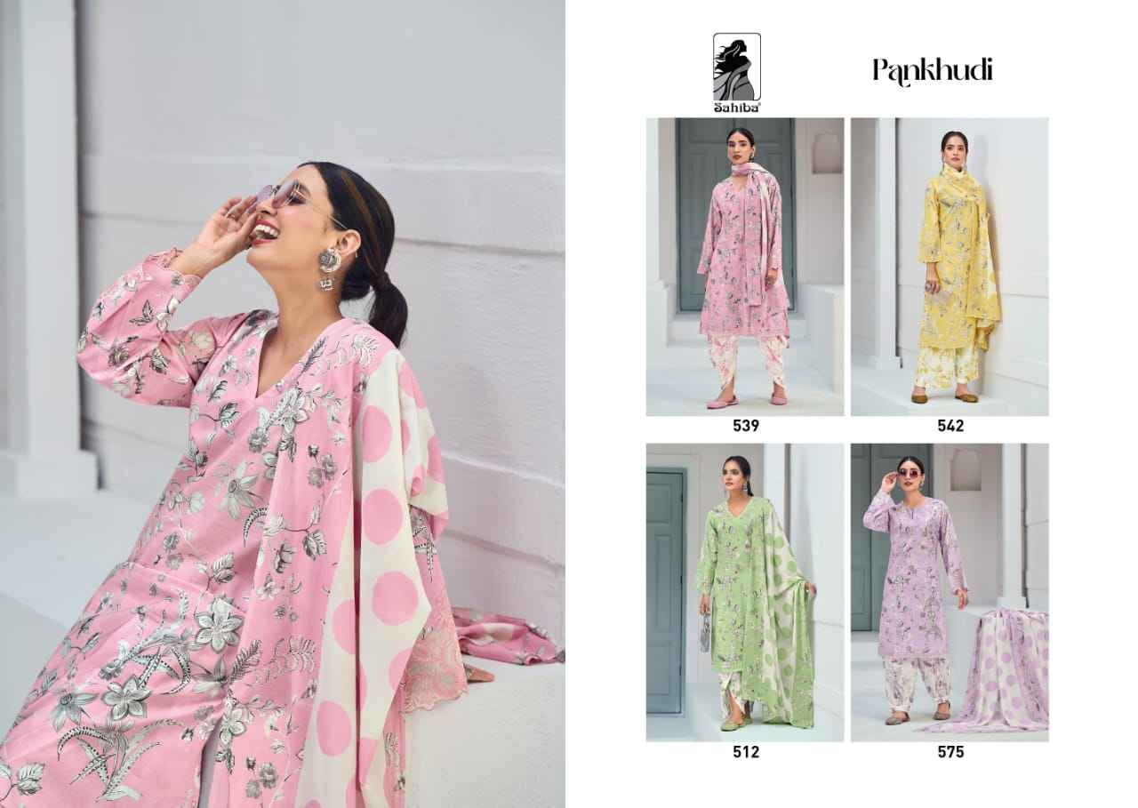 Sahiba Pankhudi Moscow Cotton Dress Material (4 Pc Catalog)