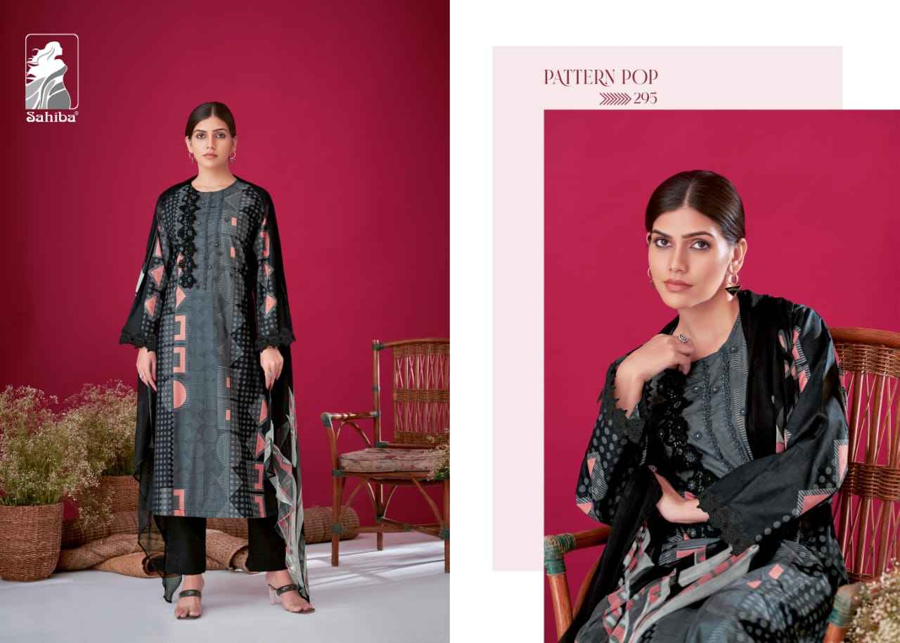 Sahiba  Pattern Pop Moscos Cotton Dress Material (4 Pc Catalog)